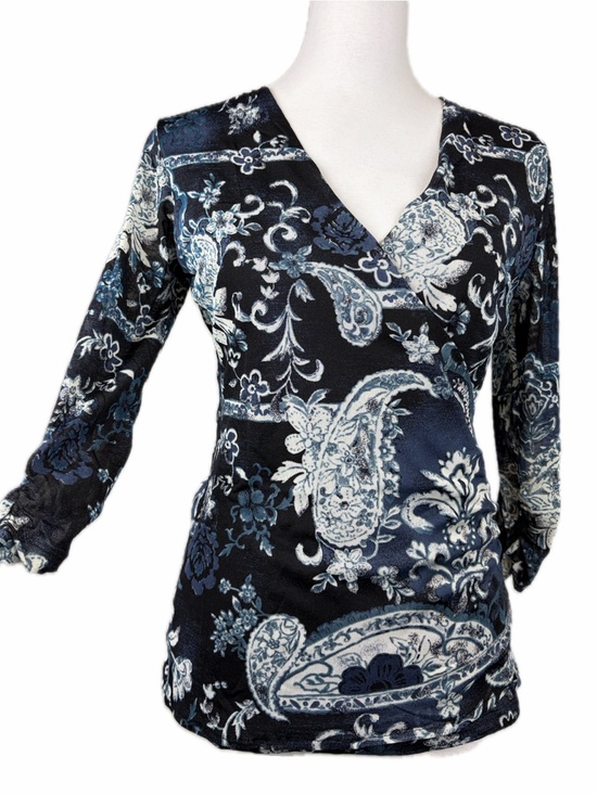 Worthington Tops - Worthington Grunge Y2K Fairy Paisley Floral Mesh Faux Wrap Top Sz M Romantic